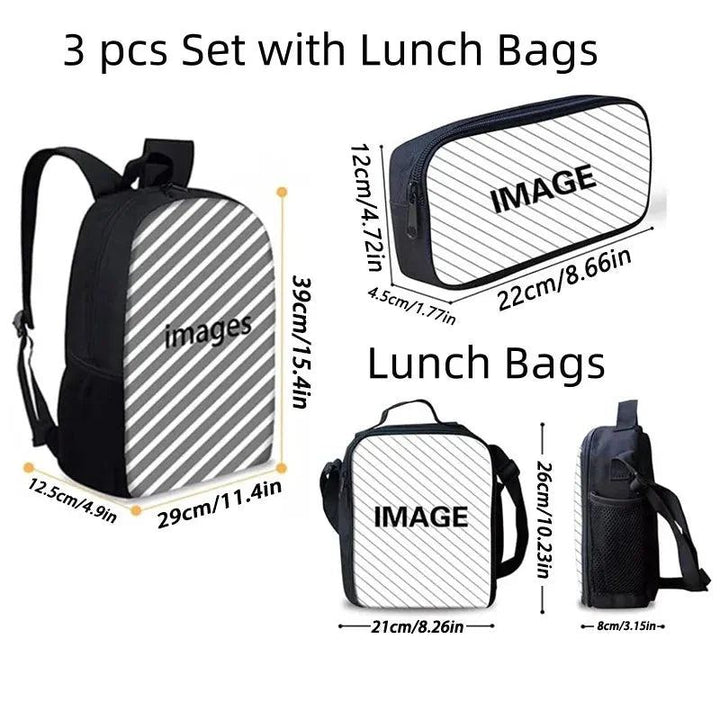 Mochila 3pcs Set Zoonomaly School Backpack with Lunch Bag Pencil Case ,Cartoon School Bags Light Weight School Bags set for Gift
