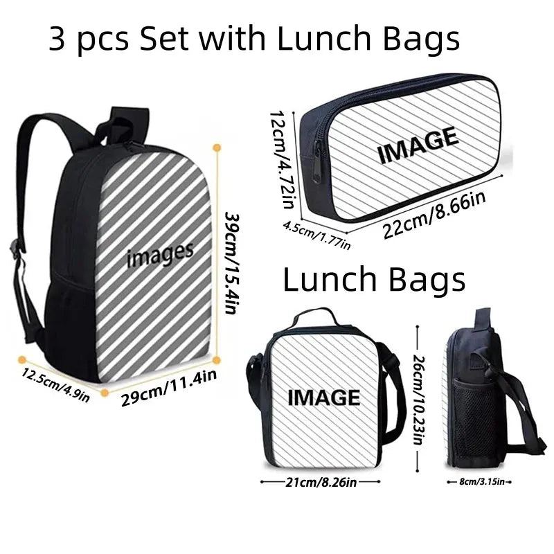 Mochila 3pcs Set Zoonomaly School Backpack with Lunch Bag Pencil Case ,Cartoon School Bags Light Weight School Bags set for Gift