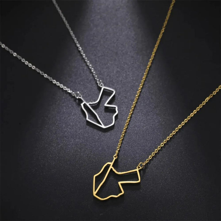 Cazador Hollow Jordan Palestine Map Necklaces Jewelry 2024 Stainless Steel Pendant Necklace for Women Anniversary Birthday Gift
