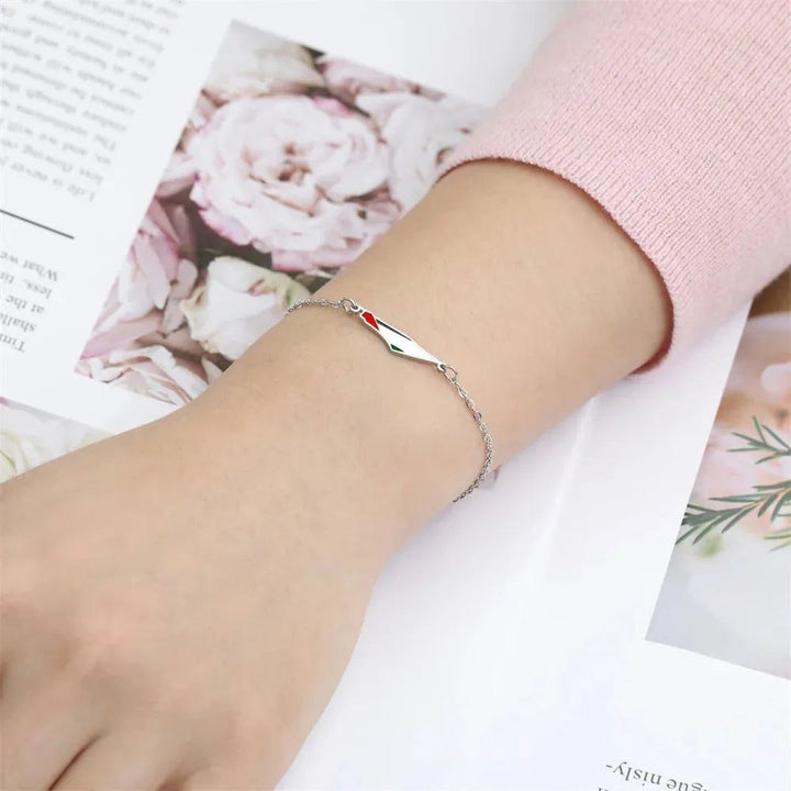My Shape Palestine Map Flag Charms Bracelets for Women Stainless Steel Palestine Country Geography Map Pendant Bangle Jewelry