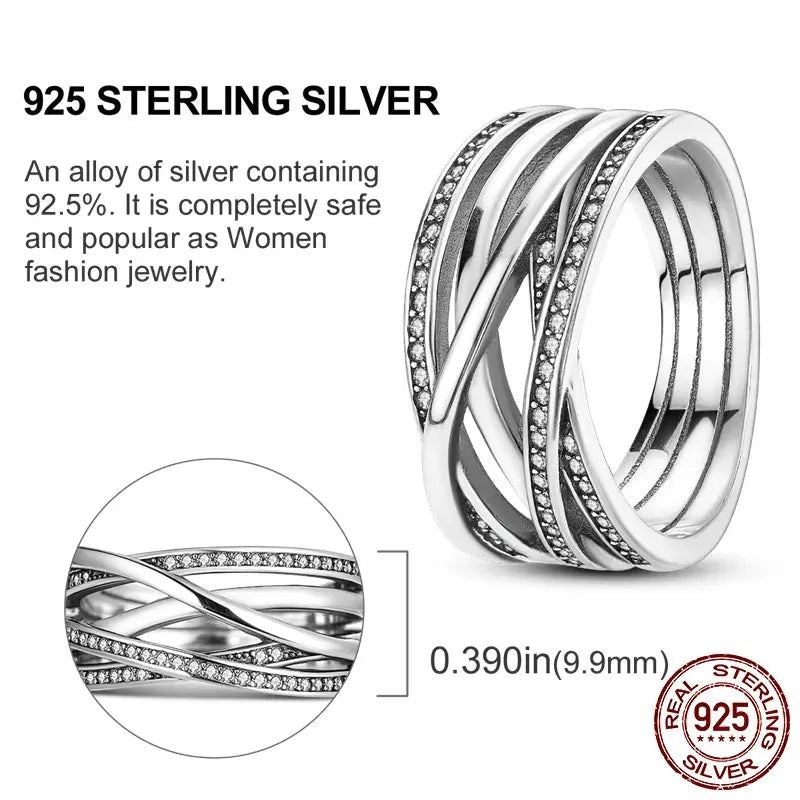 Sterling Silver Cocktail Ring Geometric Cubic Zircon for Women
