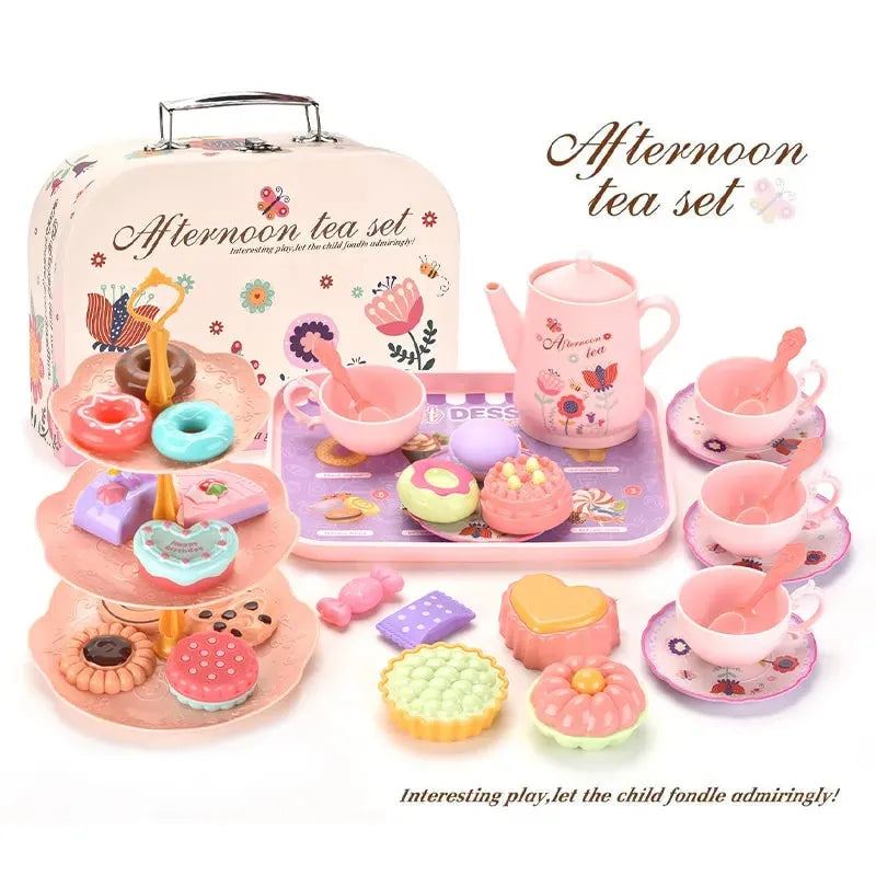 Toy Tea Set for Little Girls.Tea Party Set Toys for Kids Girls Pretend Play Snack Toy.Toddler Afternoon Tea Sets Toys