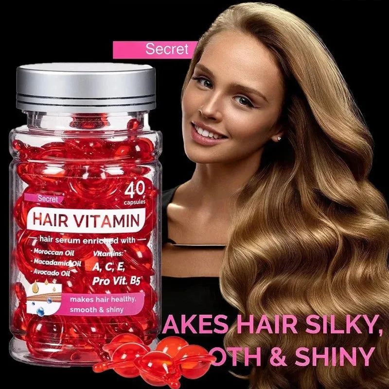 40 Pcs/Bottle Morocco Argan Vitamin Oil Hair Repair Damaged Improve Split Hair Treatment Anti Friz Smooth Hair Care Conditioner