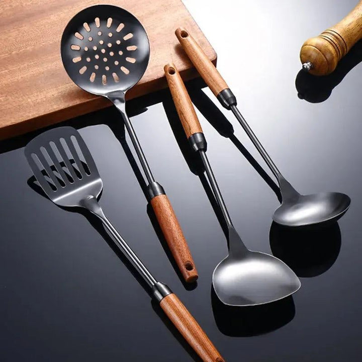 4pcs/set Stainless Steel Cookware Set Kitchen Accessories Titanium Plating Kitchen Four-Piece Set Cooking Utensils Gold Black