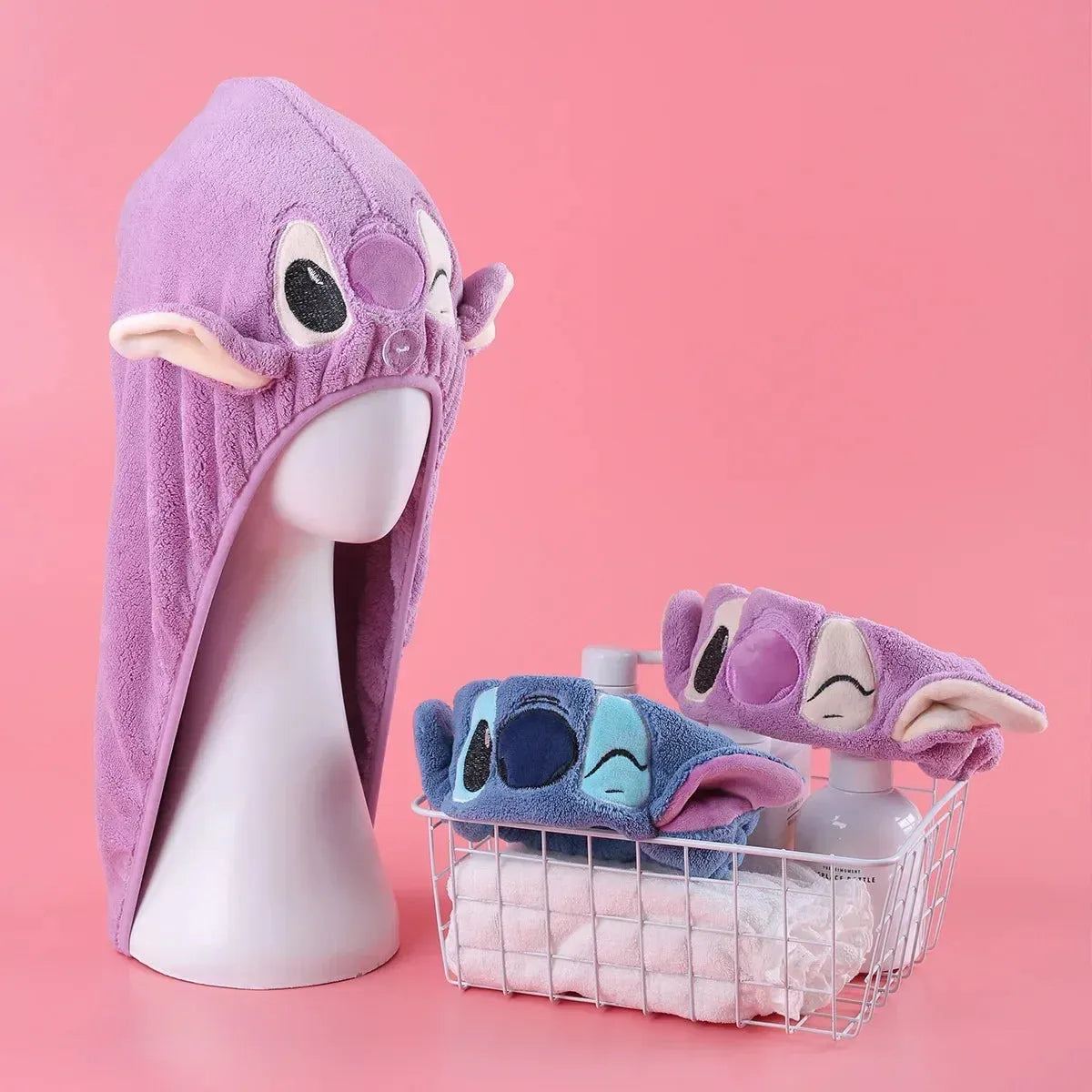 Disney Stitch Dry Hair Cap Cute Absorb Water Quick Drying Towel Cartoon Turban Wiping Turban Hair Drying Towel Party Child Gift