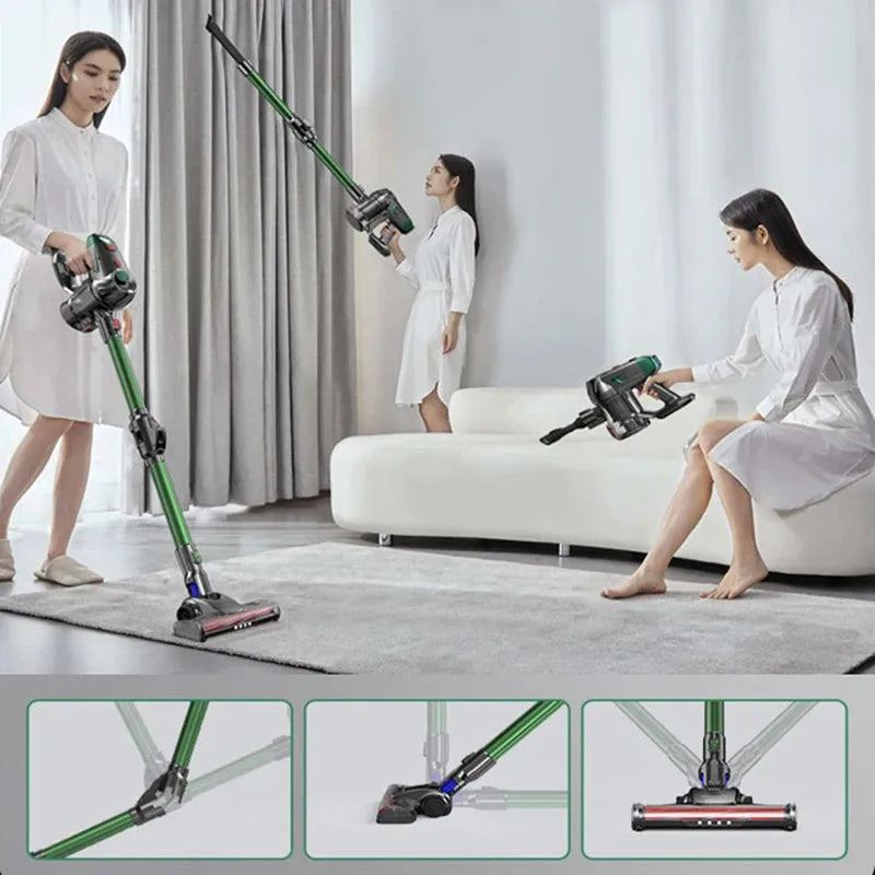 Wireless Portable Handheld Vacuum Cleaner 15kPa Powerful Suction Removable Battery LED Lighting 40min Runtime Home Floor Cleaner