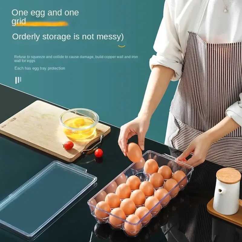 Refrigerator Egg Storage Container Food Grade Sealed Kitchen Organizer Large PET Transparent Lattice Egg Storage Container