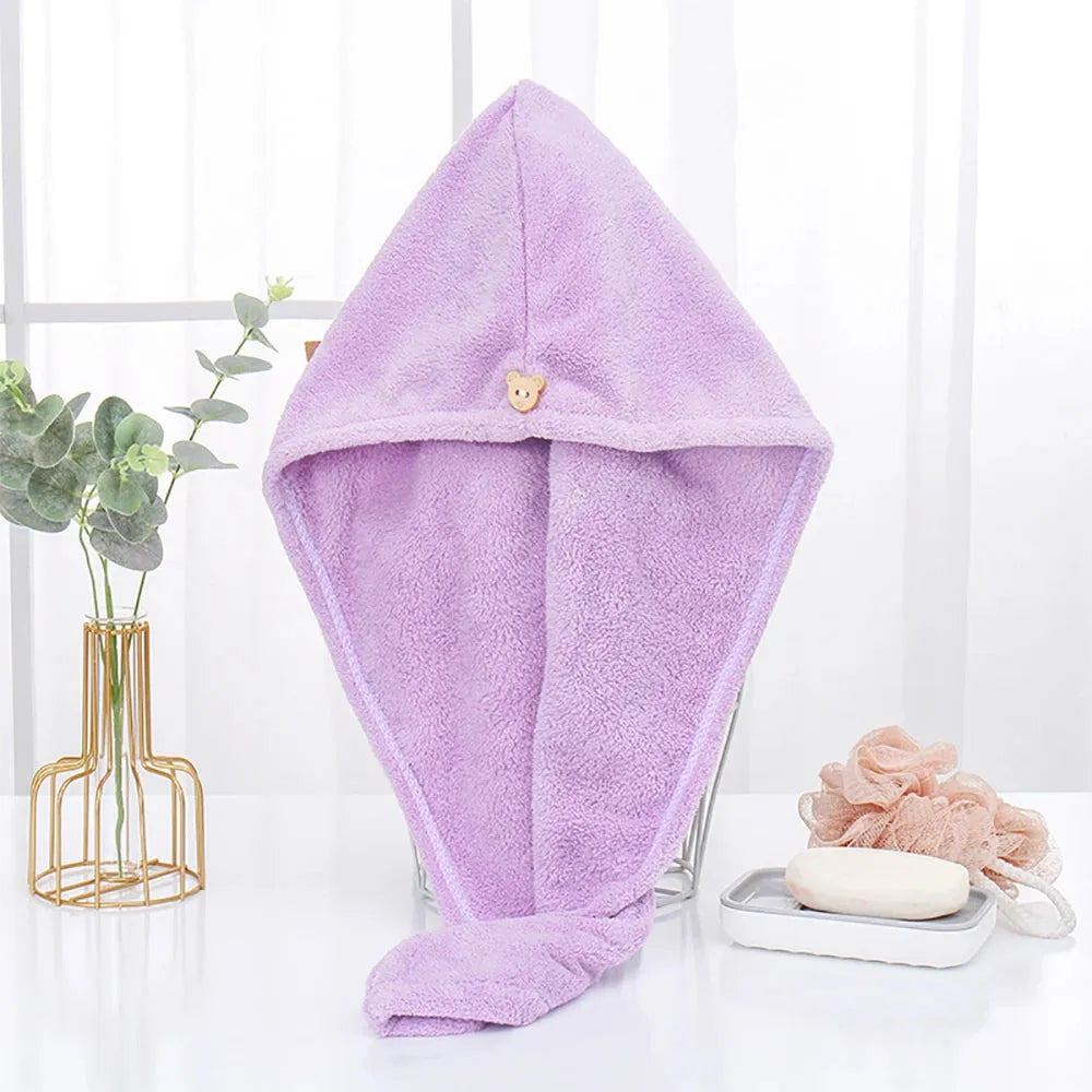 Women Hair Drying Hat Quick-dry Microfiber Hair Towel Cap Hat Bath Hats Solid Coral Velvet Super Absorption Turban Hair Dry Cap