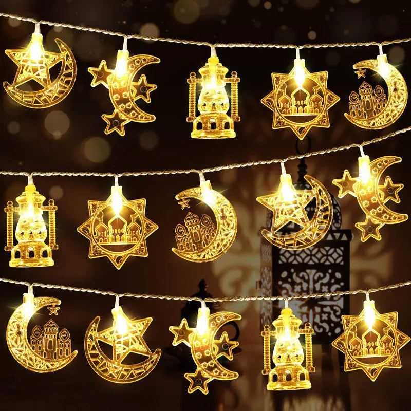Ramadan Decorations 2024 Led String Lights Moon Star Light EID Mubarak Gift Islamic Muslim Ramadan Kareem Decoration For Home