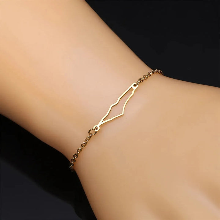 Palestine Map Bracelet Geometry Stainless Steel Chains Accessories Country Geography Jewelry