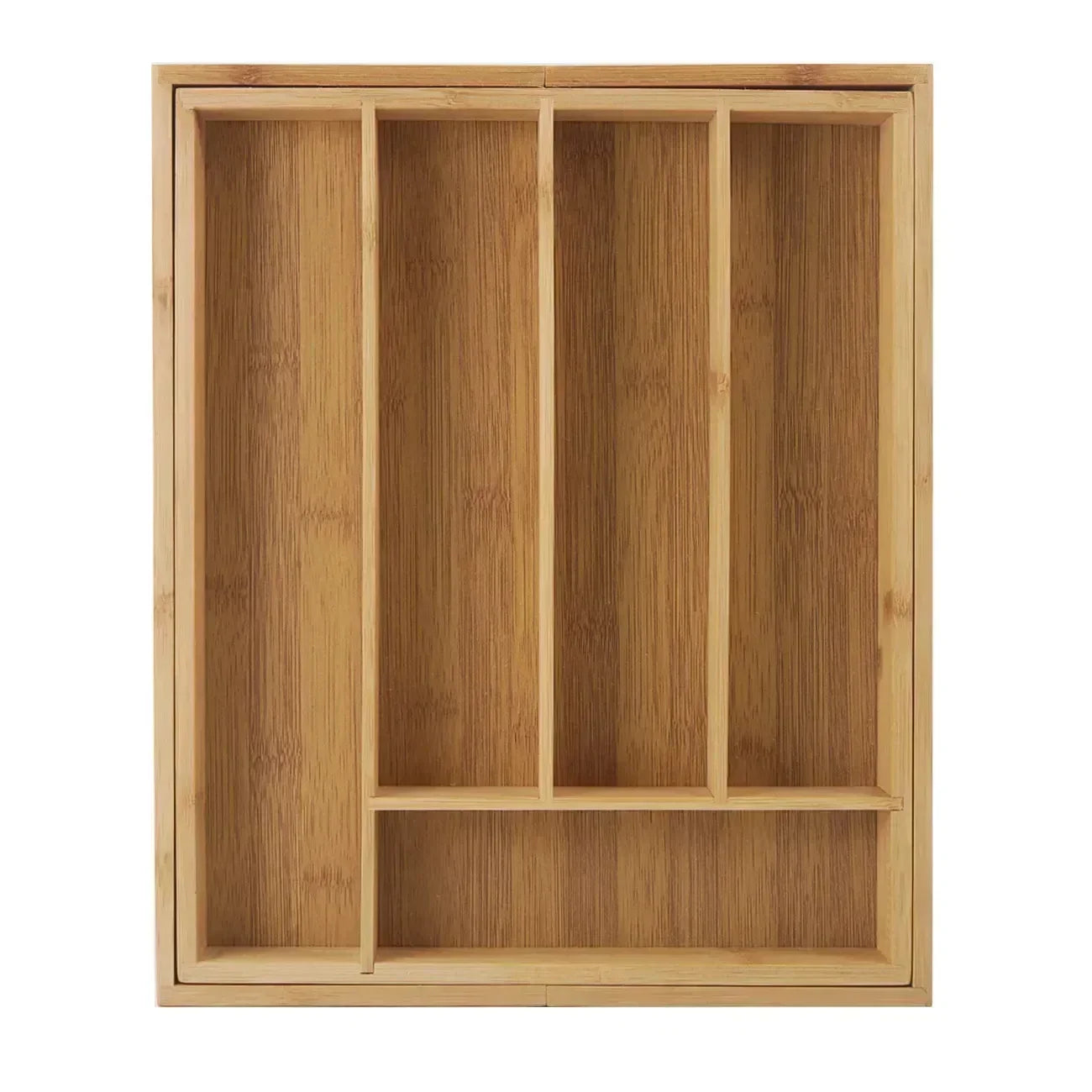 5-Grid Bamboo Drawer Organizer Kitchen knife Fork Cutlery Tray Expandable Utensil Flatware Storage Box For Kitchen & Home