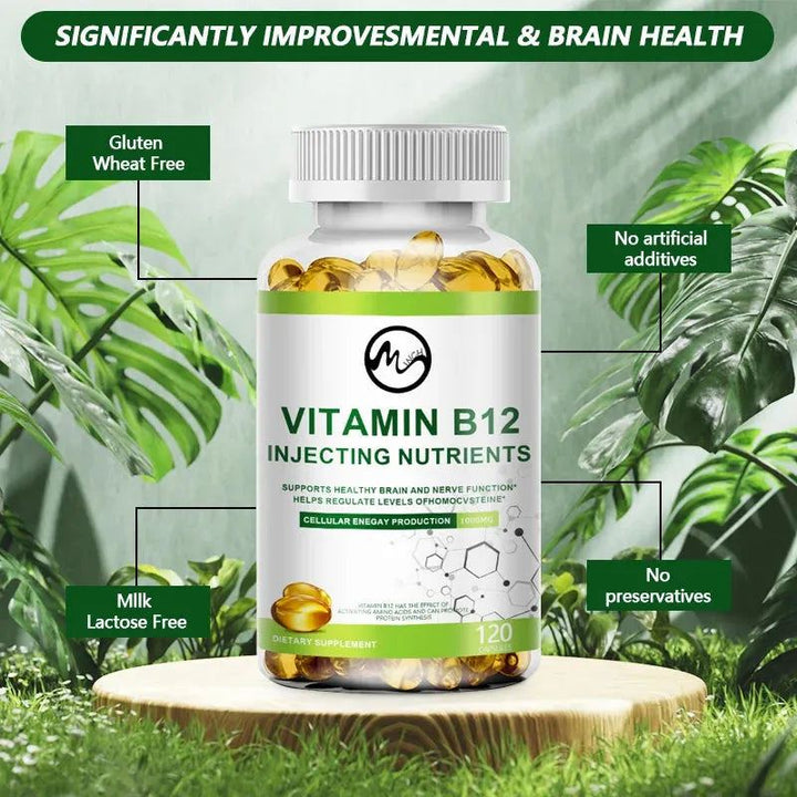 Mutsweet High Potency Vitamin B12 Methylcobalamin 1000mcg 120 Capsules Vegetarian Caps Non-GMO Gluten Free B12 Supplement Gel