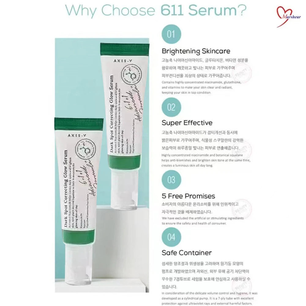 Axis-Y Dark Spot Correcting Glow Serum 50ml Authentic Improves Dull Skin Face Brightening Serum Lightens Soothes Korea Skincare