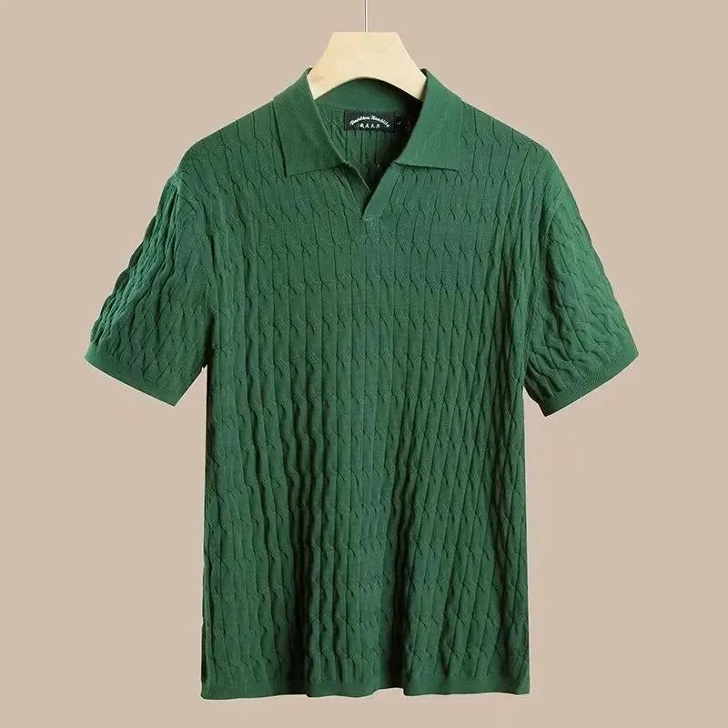 2023 New Fashion Knit Polo Shirts Men Korean Style Slim Fit  Solid Short Sleeve Top Summer Trend Premium Polos Tshitrt  For Mens