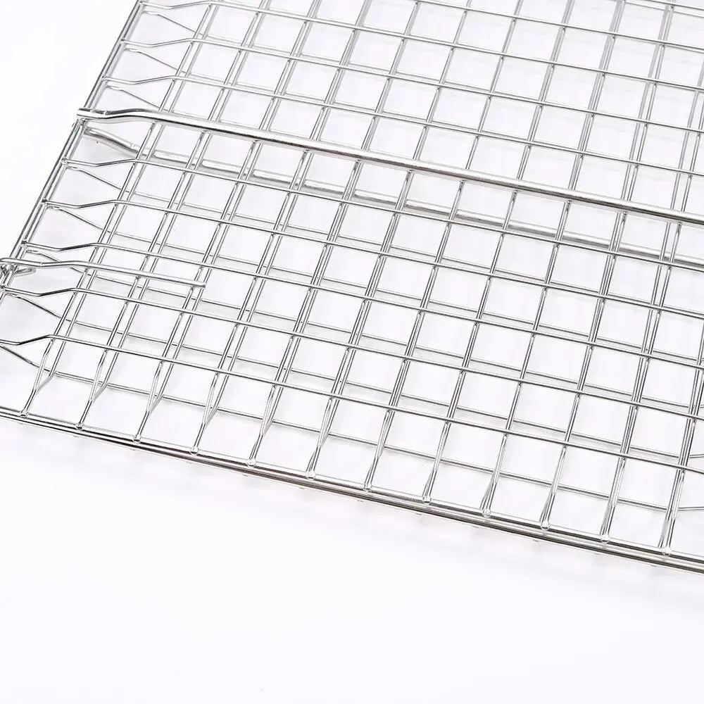 304 Stainless Steel BBQ Non Stick Grilling Basket Grill Mesh Mat Meat Vegetable Steak Picnic Party Barbecue Tool Heat Resistant