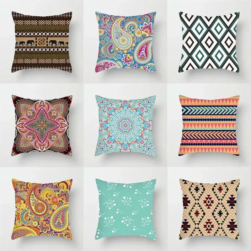 Pillow Sofa Bed Ethnic Style Bohemian Geometry Photo Homestay New Moroccan Backrest Cushion Cover Retro Family