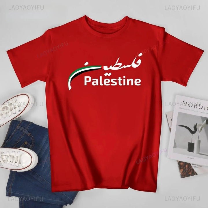 Unisex Men Palestinian Palestine Flag High Quality Cotton Tshirt Printed T-shirt Man Shirts Women Boys Summer Outdoors T-Shirt