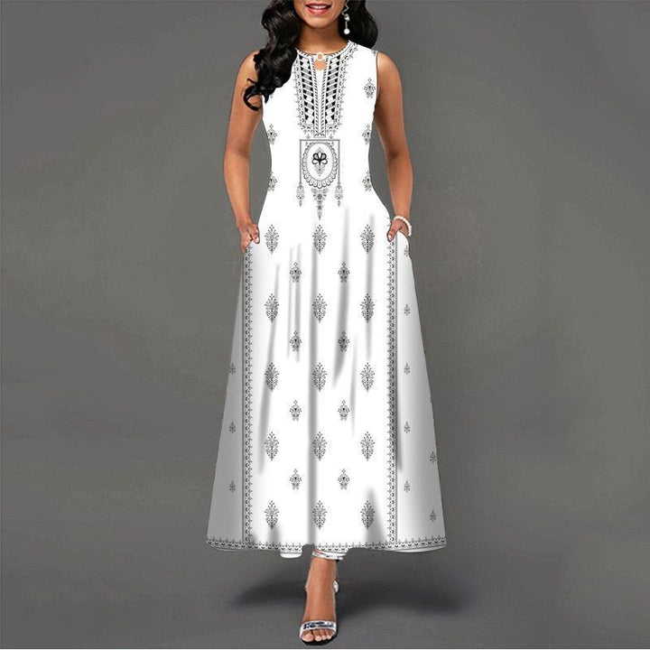 Women New Loose Floral Vintage Hole Ruffles Befree Dress Large Big Summer Camis Party Elegant Maxi Dresses - Jointcorp