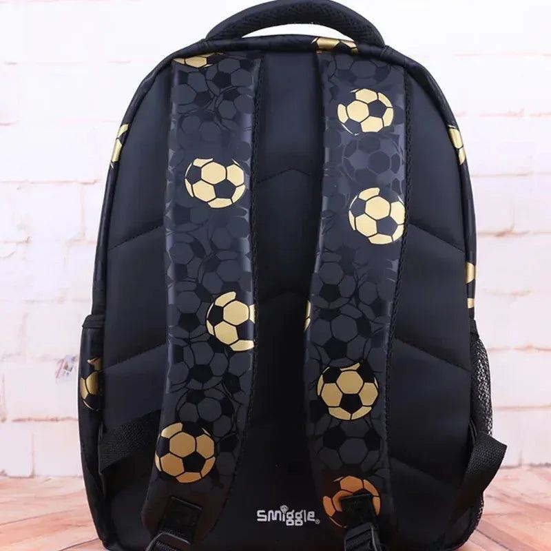 Australian Smiggle Gold Football 18th Anniversary Children'S Students Lightweight Large Capacity Backpack, Pen Bag, Water Cup