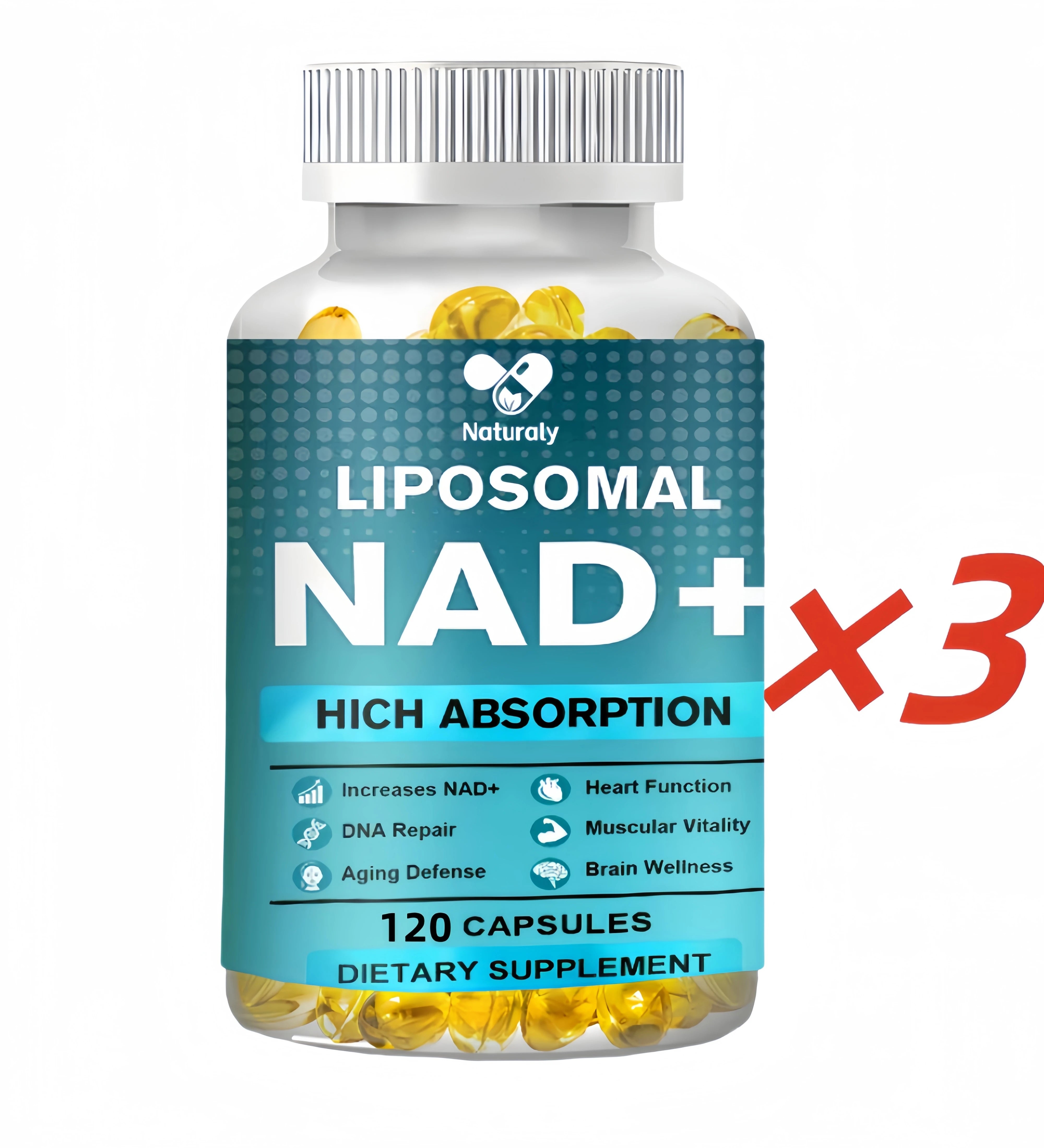 NAD Supplement, Liposomal NAD+ supplement - Aging Defense, Cellular Energy, Heart & Brain Function,Longevity, 120 Capsules