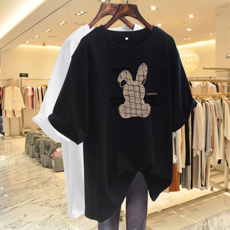 Women Clothing Printed Cartoon T-shirt Summer Plus Size Top Short Sleeve Causal Basic All Cotton Tees Pullovers - Jointcorp