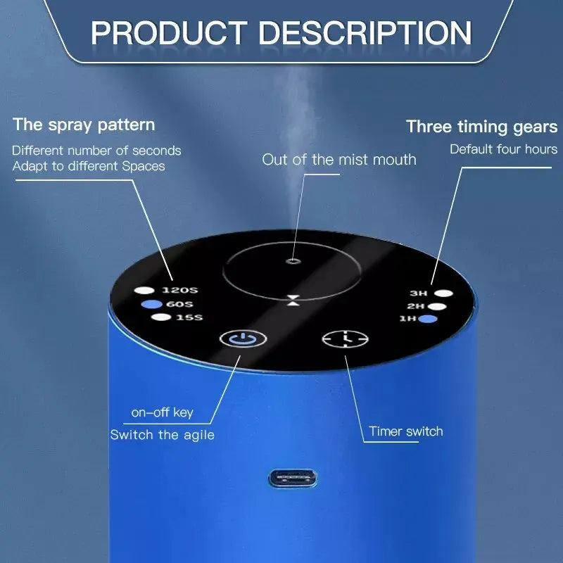 Wireless Car Aroma Diffuser with 20ml Empty Essential Oil Bottle Rechargeable Fragrance Diffuser for Bedroom