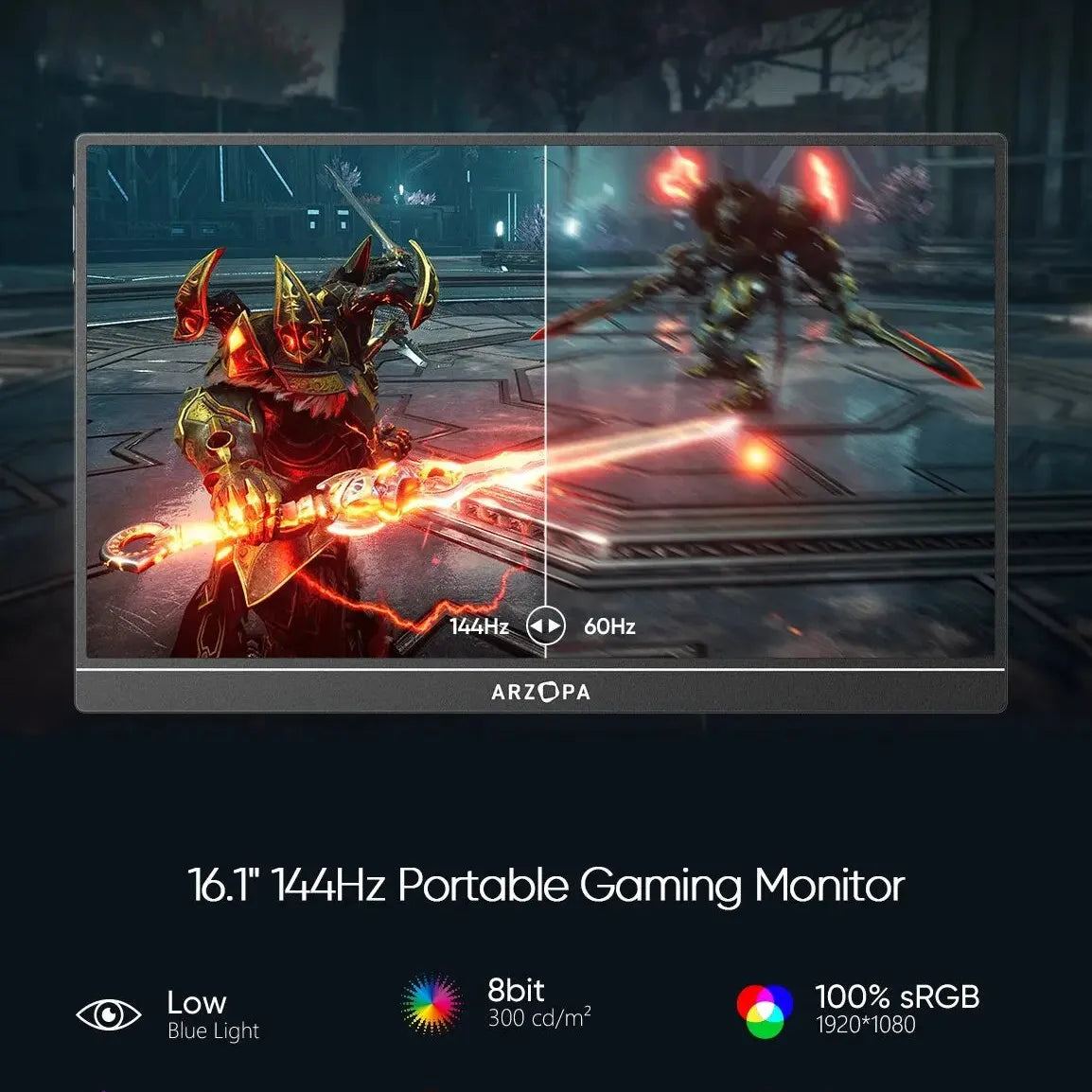 ARZOPA 16.1'' 144Hz 1080P FHD Portable Gaming Monitor 100% sRGB HDR External Display  Second Screen