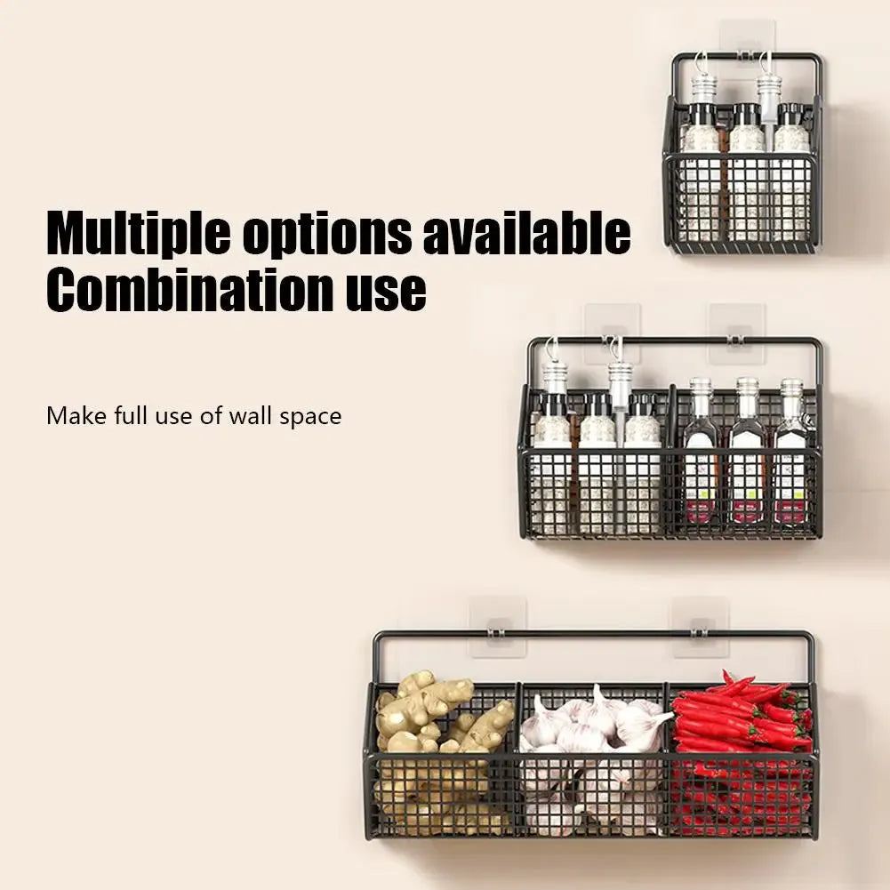 Wrought Iron Kitchen Ginger Garlic Separation Storage Baskets Cosmetic Punch-Free Drain Storage  Box Bathroom Rectangular Basket