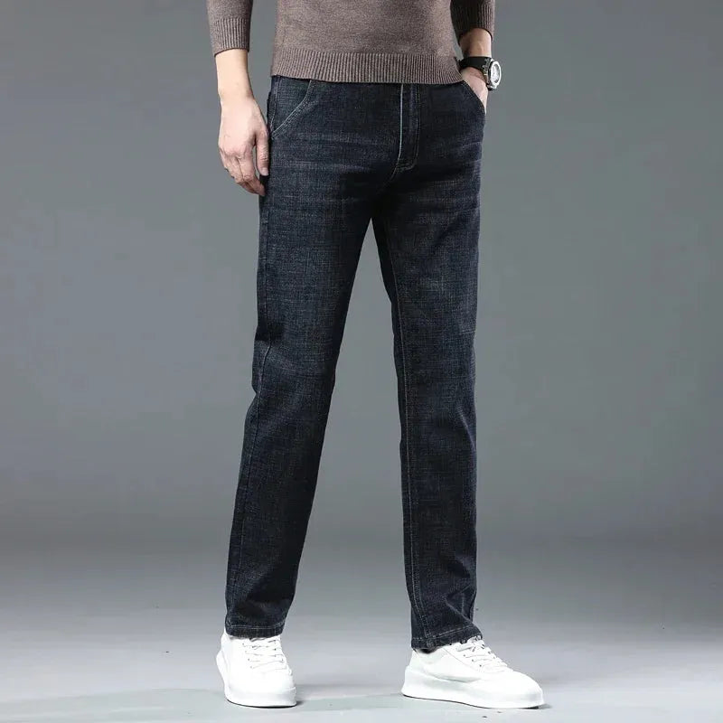 2024 New Straight Baggy Jeans Ultra-thin Comfortable Business Male Trousers Casual Blue Black Classic Denim Pants