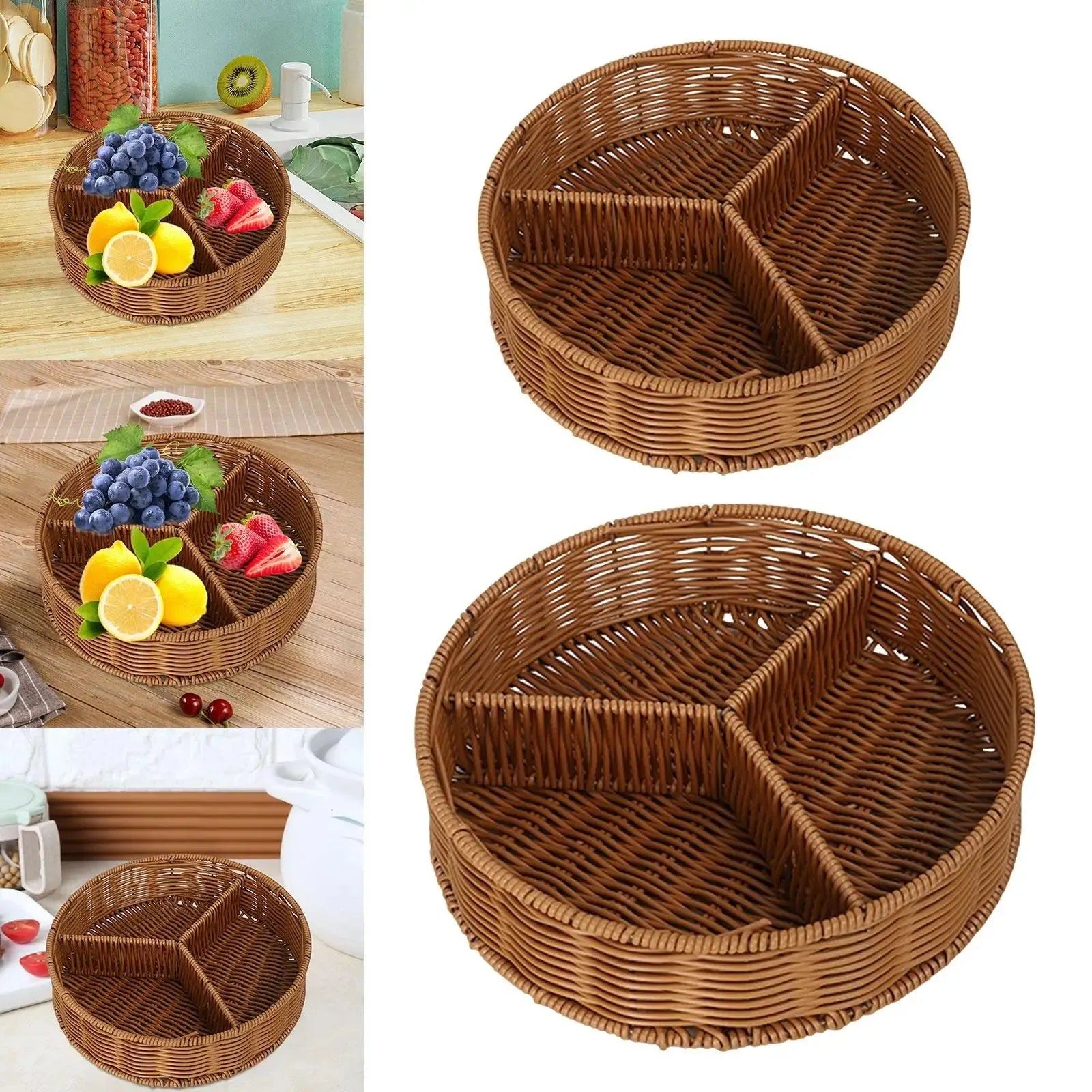 Imitation Rattan Bread Basket Round Fruit Baskets for Home Vegetables