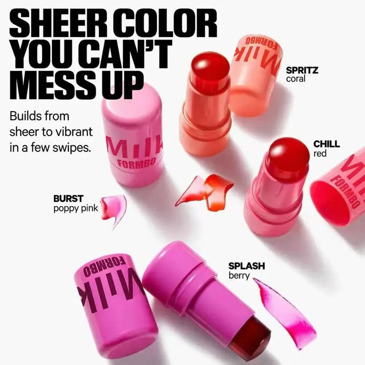 HOT Milk Jelly Tint Facial Blusher Wand Moisturized Long Lasting Matte Rouge Cheek Contour Lipstick Sticker Beauty Makeup 3IN1