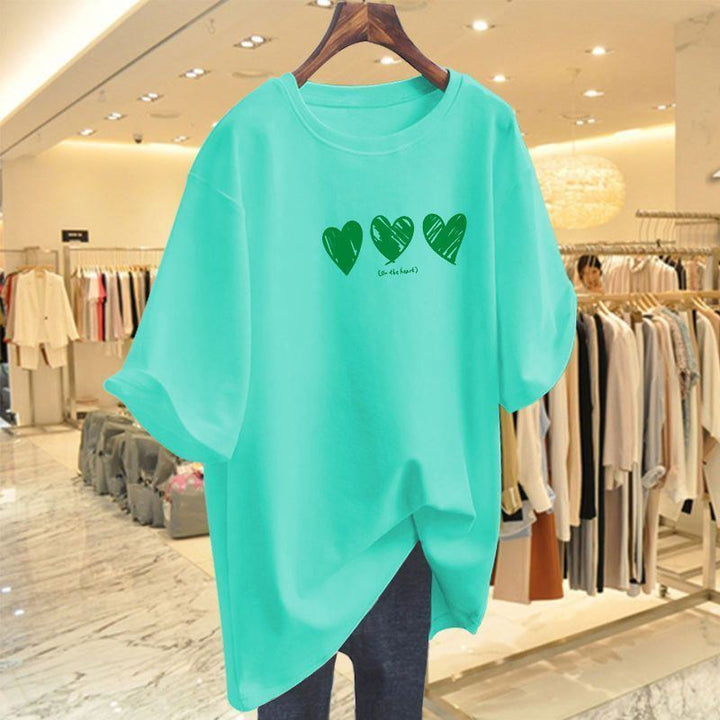 Women Clothing Printed T-shirt Summer Plus Size Top Short Sleeve Causal Basic All Cotton Tees Pullovers - Jointcorp