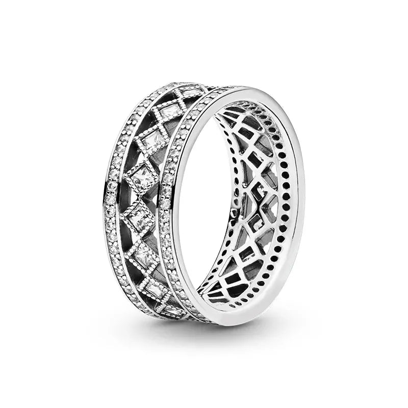 Sterling Silver Cocktail Ring Geometric Cubic Zircon for Women