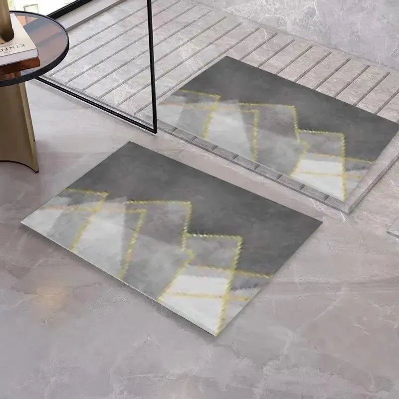 1pc Abstract Vintage Geometric Pattern Indoor Mat, Light Luxury And Stain-resistant Crystal Velvet Area Carpet, Non-slip Floor