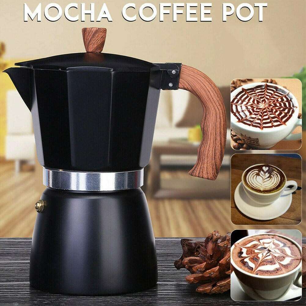 150ml 300ml Vintage Wooden Handle Espresso Maker Moka Pot Classic Italian Cafe Tools Kitchen Cafe Accessories