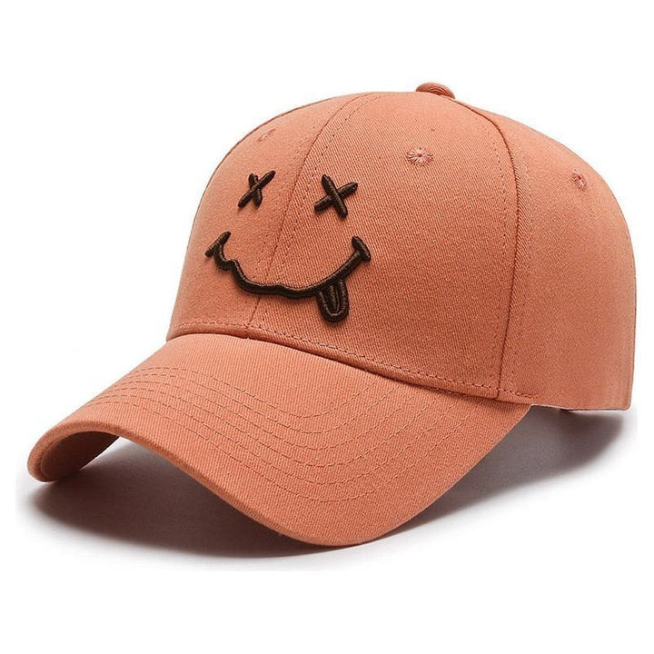 Smile Face Embroidery Baseball Caps Kpop Black Cotton Adjustable Snapback - Jointcorp