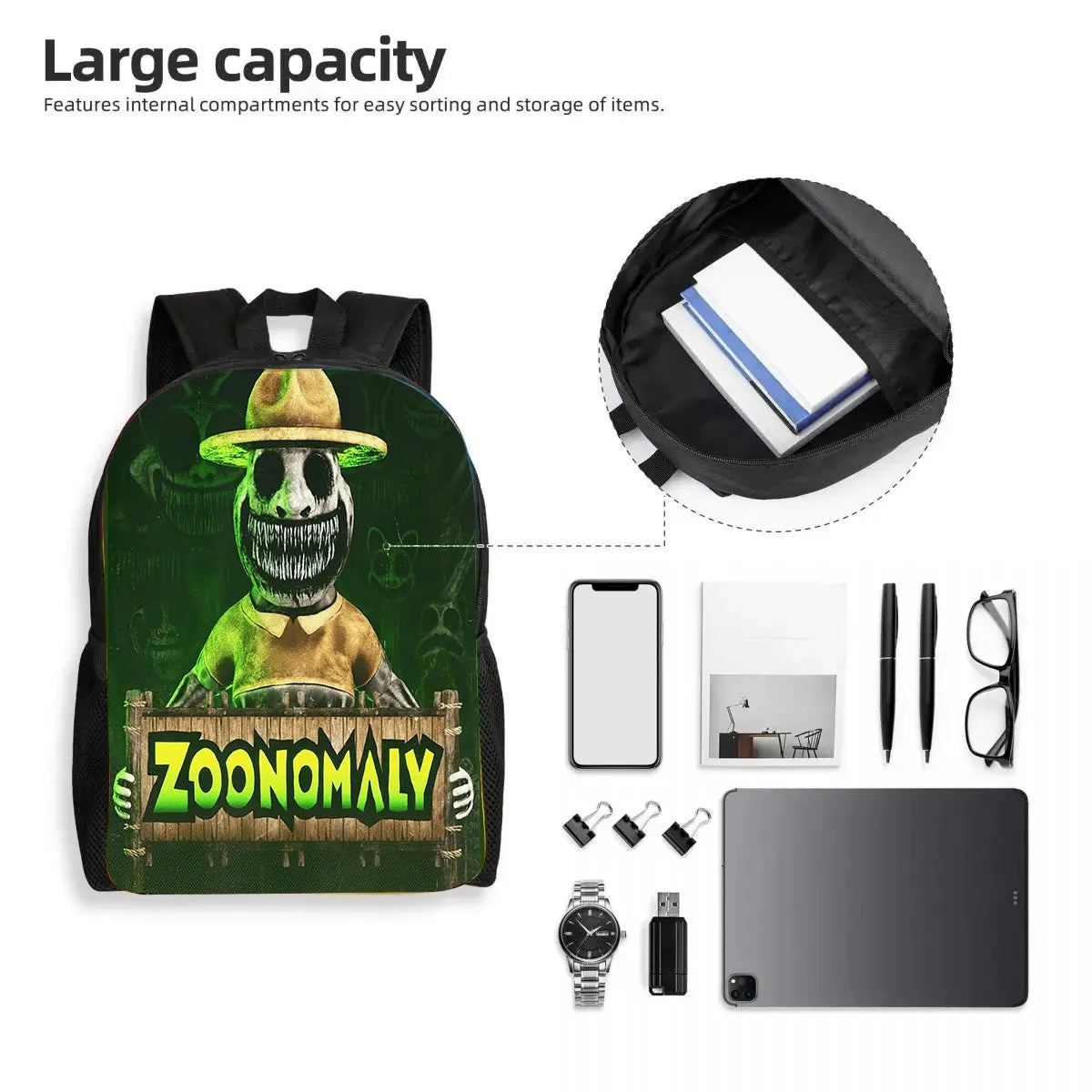 Mochila 3pcs Set Zoonomaly School Backpack with Lunch Bag Pencil Case ,Cartoon School Bags Light Weight School Bags set for Gift
