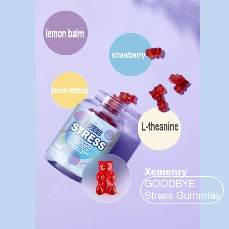 Goodbye Stress Gummies - with GABA, L-Theanine, Lemon Balm - Relieve Stress, Improve Negative Emotions, and Relax