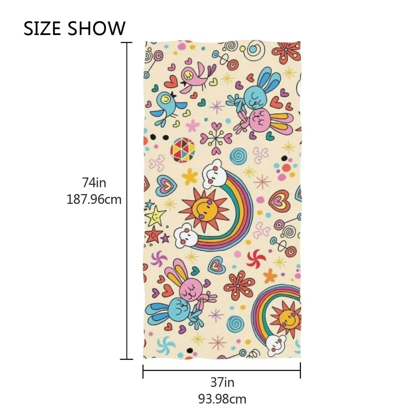 Rainbow bunny Pattern Beach Towel,  Beach Towe Quick Drying, Perfect For Travel beach towell AbsorbentQuick dry  breathable