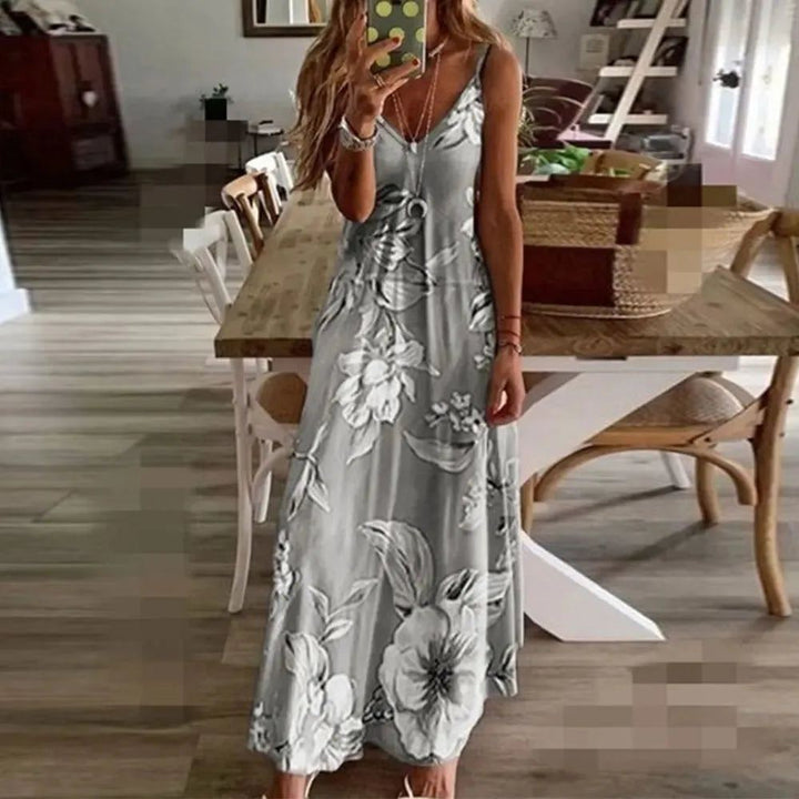 Jocoo Jolee Elegnat Strap V Neck Slim Long Dress Sexy Sleeveless Floral Print Boho Dress 2024 Summer Sexy Sundress Oversized