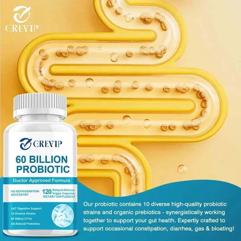 60 Billion Probiotics - Contains Prebiotics and Digestive Enzymes To Promote Healthy Digestion