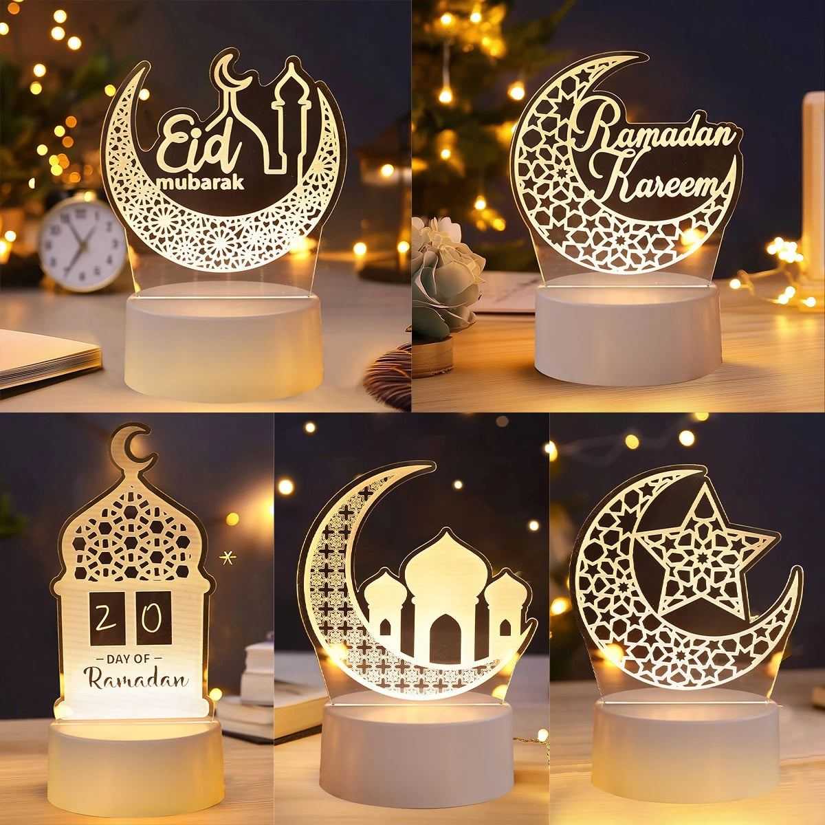 Ramadan Kareem Lights Eid Mubarak Table Lamps Ramadan Decoration For Home 2025 Islamic Muslim Party Decor Eid Al Adha Gifts