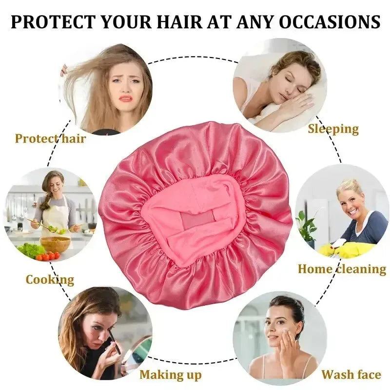 Women's Wide Brim Nightcap Silk Bonnet Hair Wrap for Sleeping Sleep Cap With Elastic Soft Band Sleep Cap With Elastic Soft Band