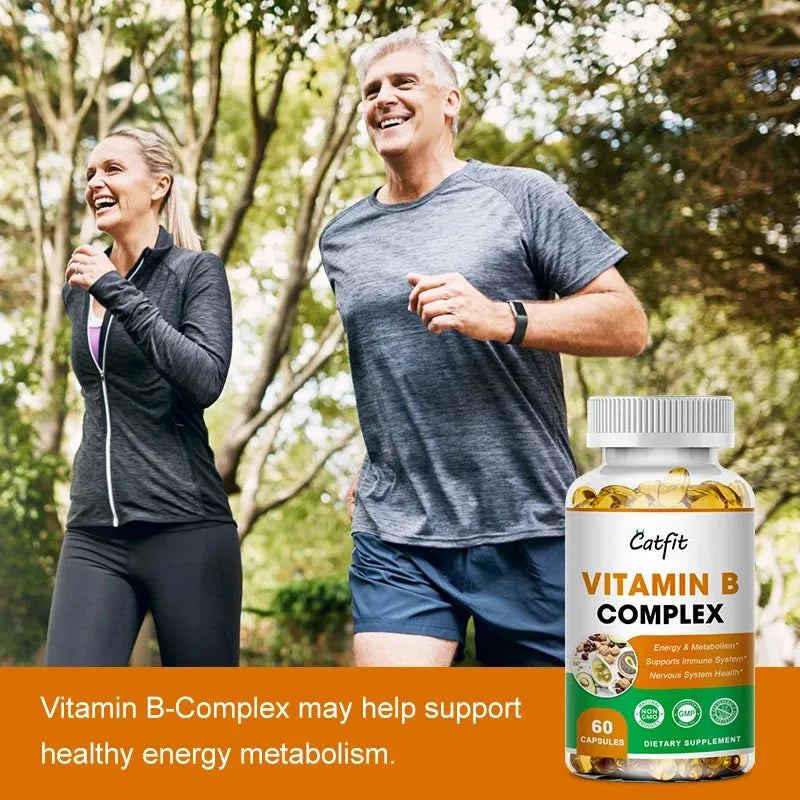 Catfit Compound Vitamin B Capsules VB B1 B2 B3 B5 B6 B7 B9 B12 Resveratrol Relieve Stress&Immune System Support Beauty Health