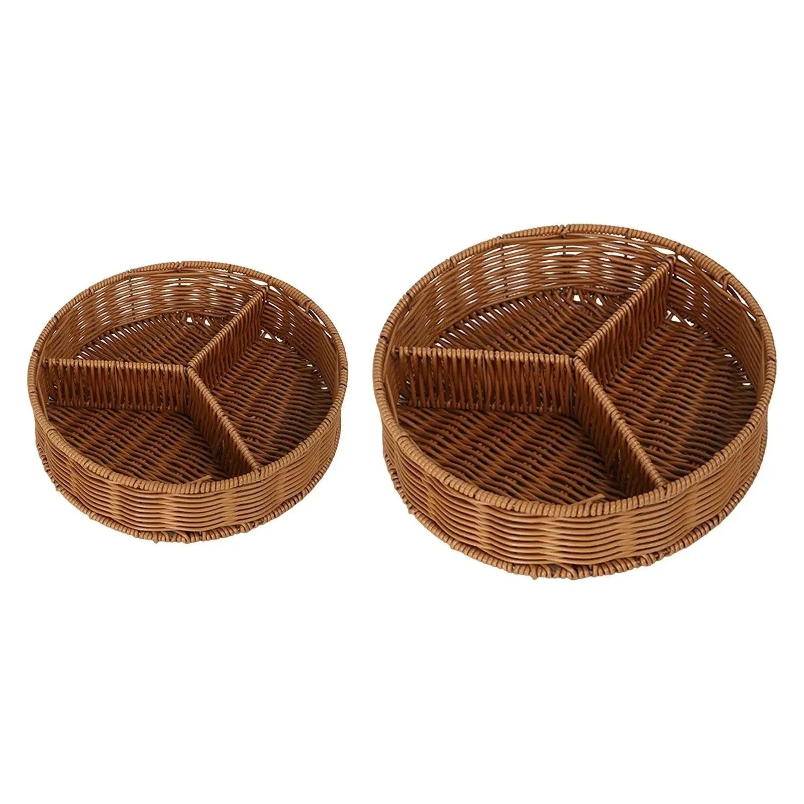 Imitation Rattan Bread Basket Round Fruit Baskets for Home Vegetables