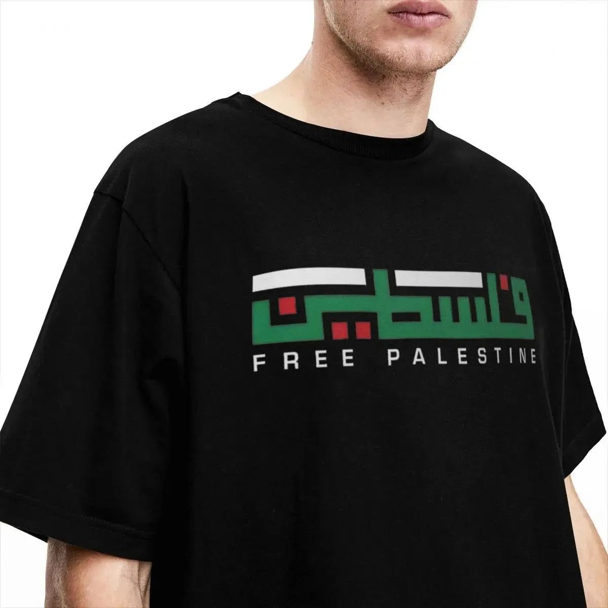 Palestine Arabic Name With Palestinian Map 100% Cotton T-Shirts for Men's Aesthetic Casual Short Sleeve Top Tees