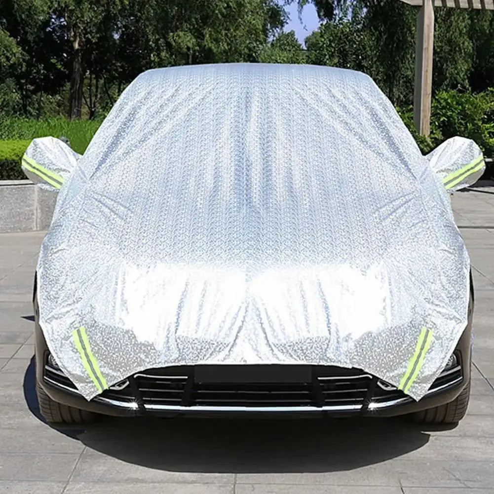 Universal Half Car Cover Shade Cover Outdoor Reflection Aluminum Film Waterproof Auto Cover For Sedan Hatchback Suv E2p5