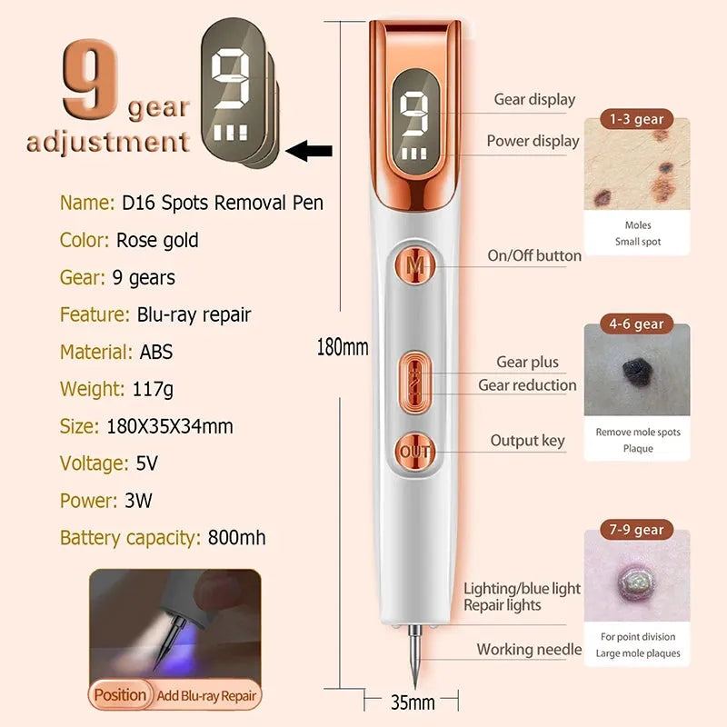 LCD Plasma Pen Profesional Laser Tattoo Mole Removal Pen Skin Care Tools Tag Removal Freckle Wart Dark Spot Remover Beauty Care
