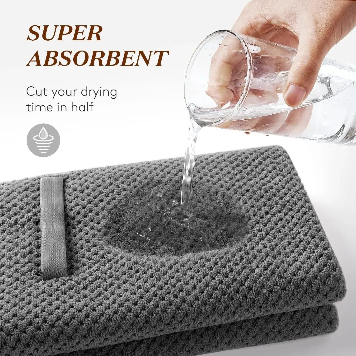 Large Microfiber Long Hair Towel Wrap for Women Super Absorbent Hair Drying Towel with Elastic Strap Turbans