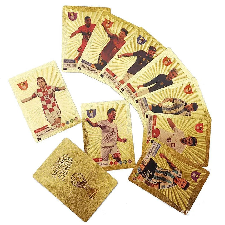 55Pcs Messi Ballsuperstar Gold Card Star Limited Edition Signature Series Trading Football Player Card Children's Fan Gift Pack